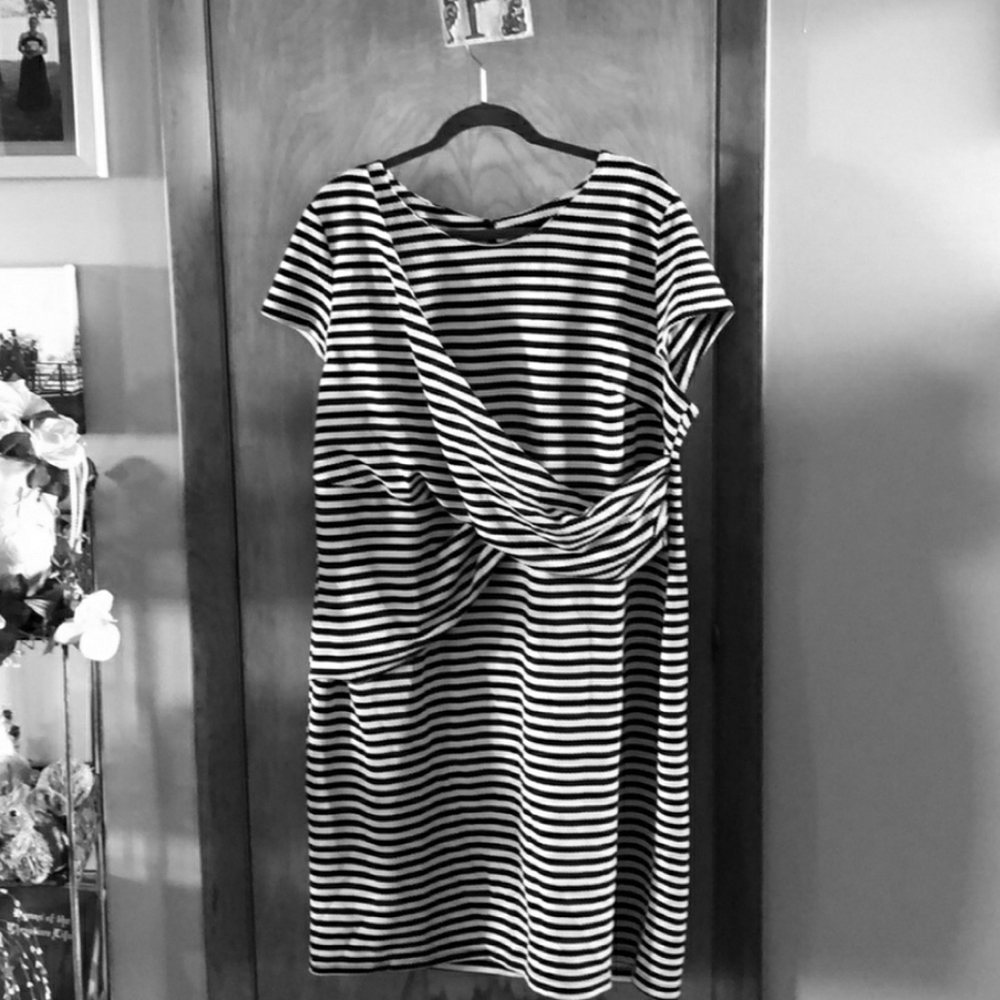 Eloquii Black and White Striped Dress